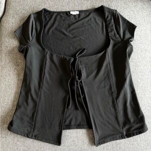 Garage Black Tie-Front Crop Top